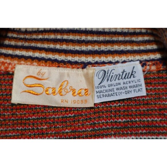 Vintage 1970s Wintuk Sabra Southwest Cardigan Women's S Belted Geometric - Picture 3 of 7